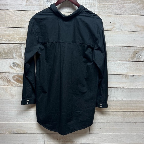 Anthropologie‎ Black Tunic Top Long Sleeve Collared V Neck Womens Medium Buttons - Picture 6 of 11